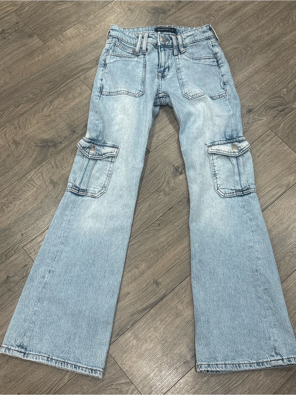 Aeropostale Light Blue Cargo Flare Jeans - Women's